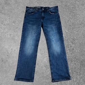 TK Axel Slim Bootcut Jeans Mens 36x30 Fit Blue Dark Wash Denim Western Cowboy